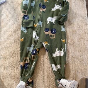 Carter's Green Animal Print Footie